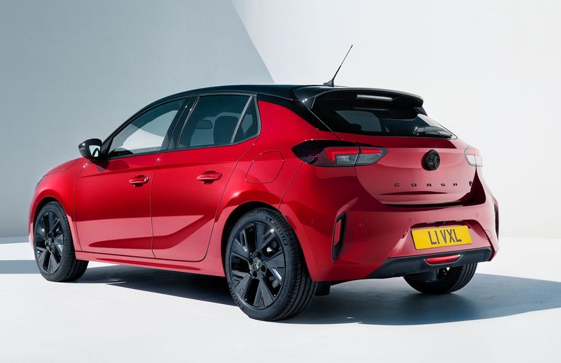 Vauxhall Corsa-e Anniversary Edition, Red, Still shot, Rear three angles